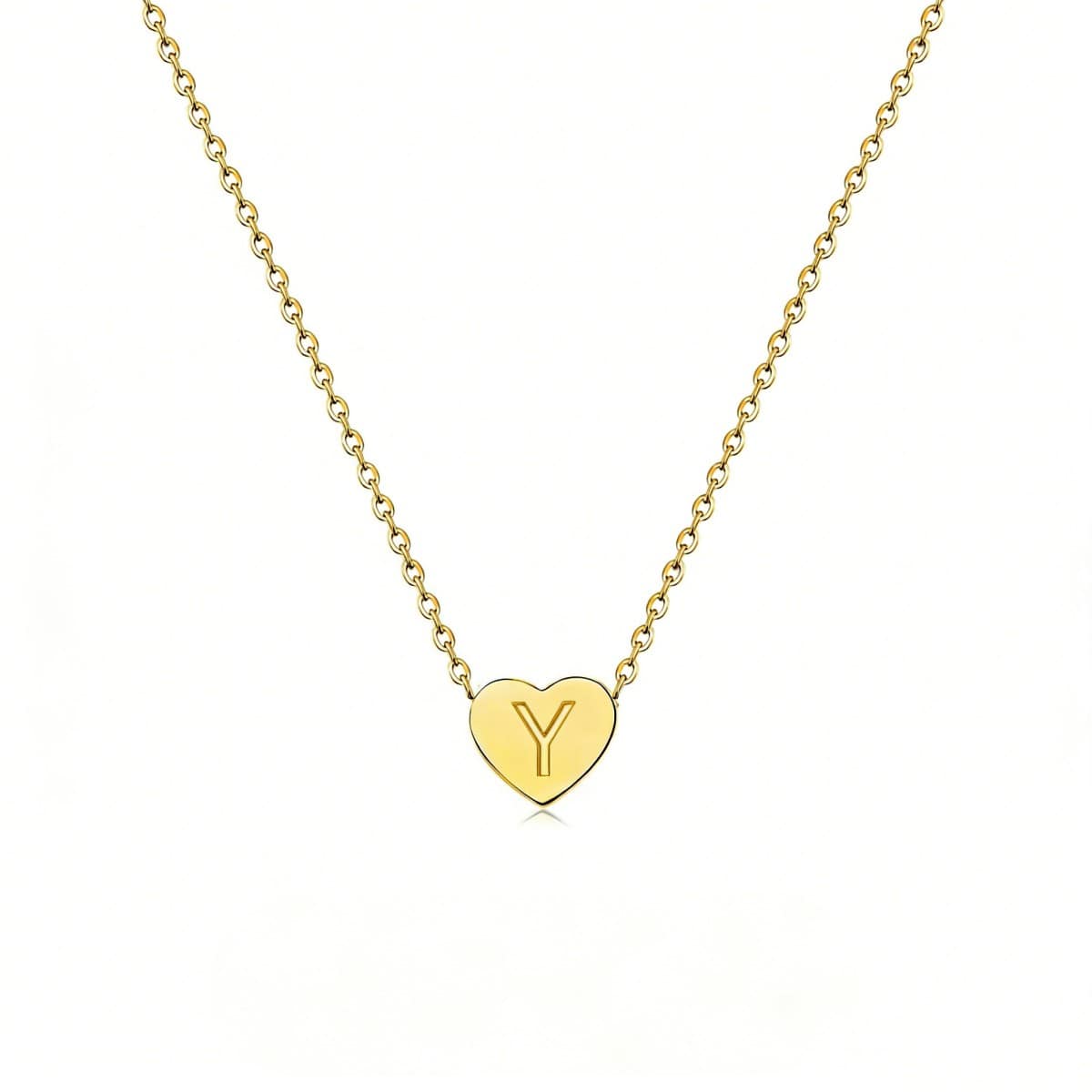 Dainty Initial Heart Necklace Personalized 26 Letters Available