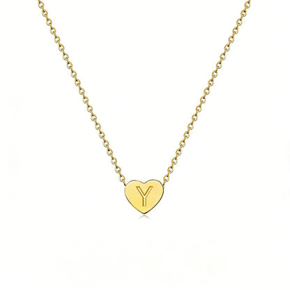 Dainty Initial Heart Necklace Personalized 26 Letters Available