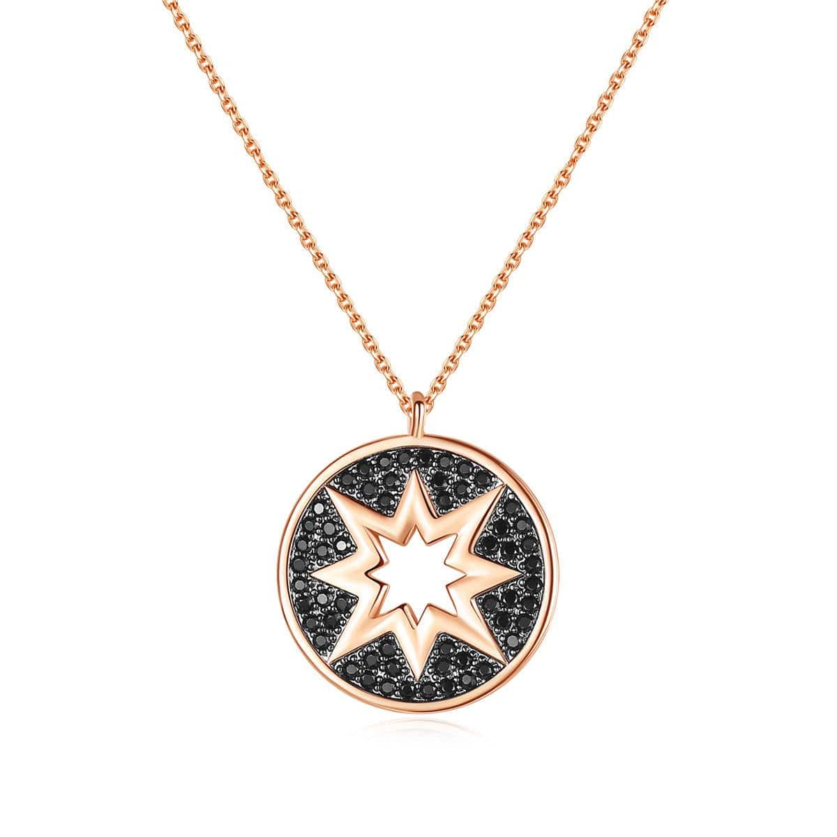 Black Cubic Zirconia & Rose Goldtone Sun Pendant Necklace