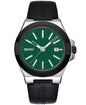 Dkny Men Watch, Two Tone Silver & Black Color Case, Dark Green Dial, Black Leather Strap, 3 Hands Date, 10 Atm