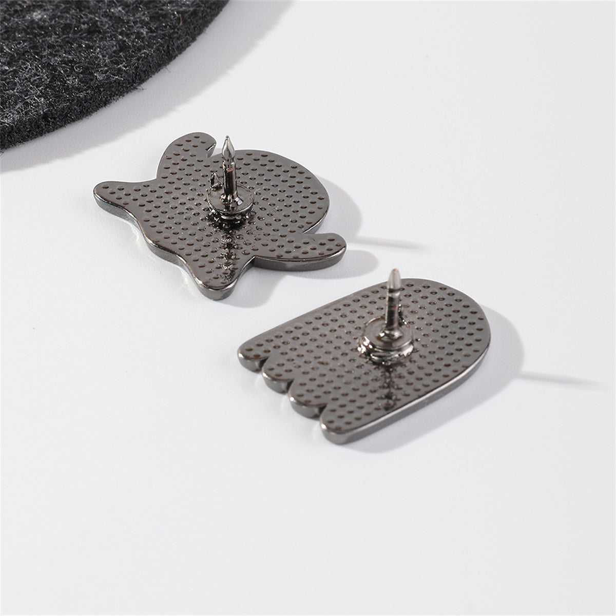 White & Silvertone Ghost Enamel Pin Set