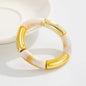 Beige Resin & Goldtone Joint Stretch Bracelet