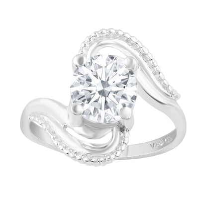 V3 Jewelry Sterling Silver with Moissanite Solitaire Ring