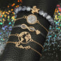 Black Agate & Cubic Zirconia Goldtone Tortoise Charm Bracelet Set