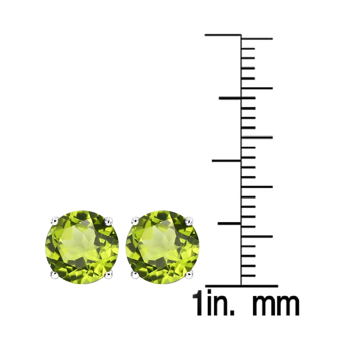 Sterling Silver Round Shape Natural Peridot Stud Earrings
