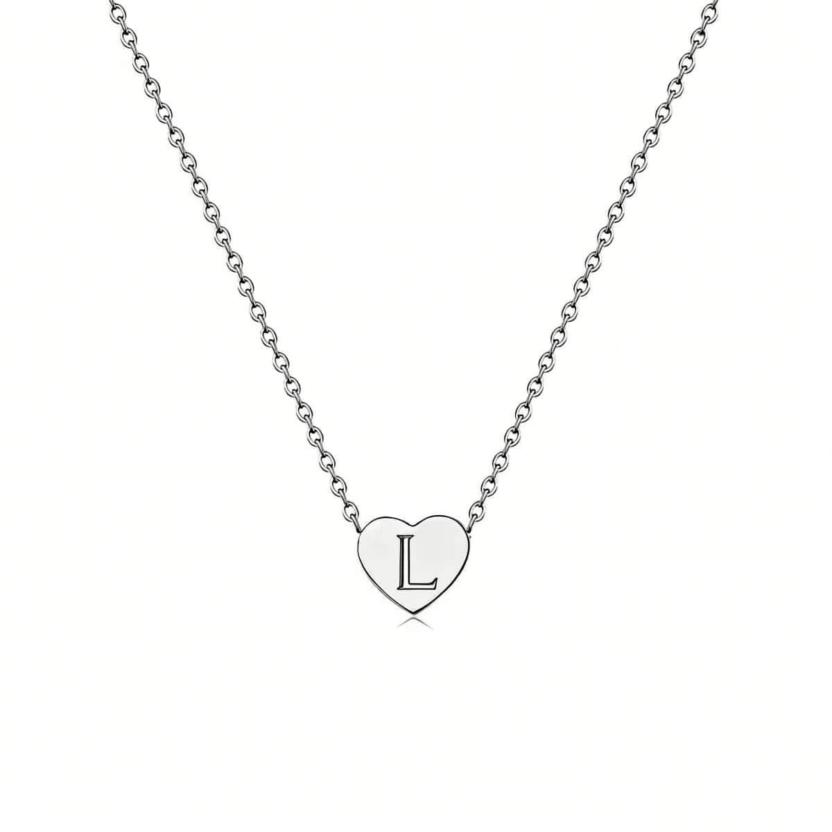 Dainty Initial Heart Necklace Personalized 26 Letters Available