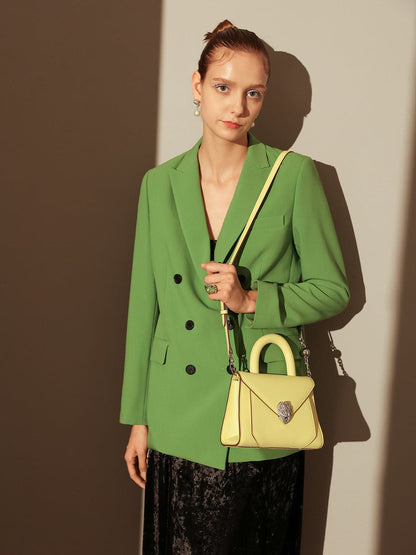 Avant Garde Silver Chain Strap Leather Satchel