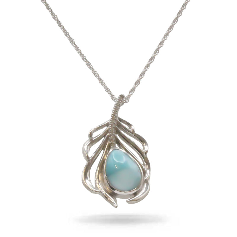 Larimar Stone Sterling Silver Willow Necklace By Marahlago