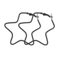 Black Enamel & Silvertone Star Hoop Earrings