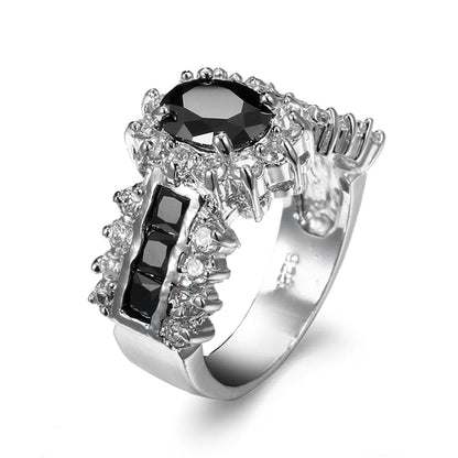 Black Crystal & Cubic Zirconia Oval-Cut Ring