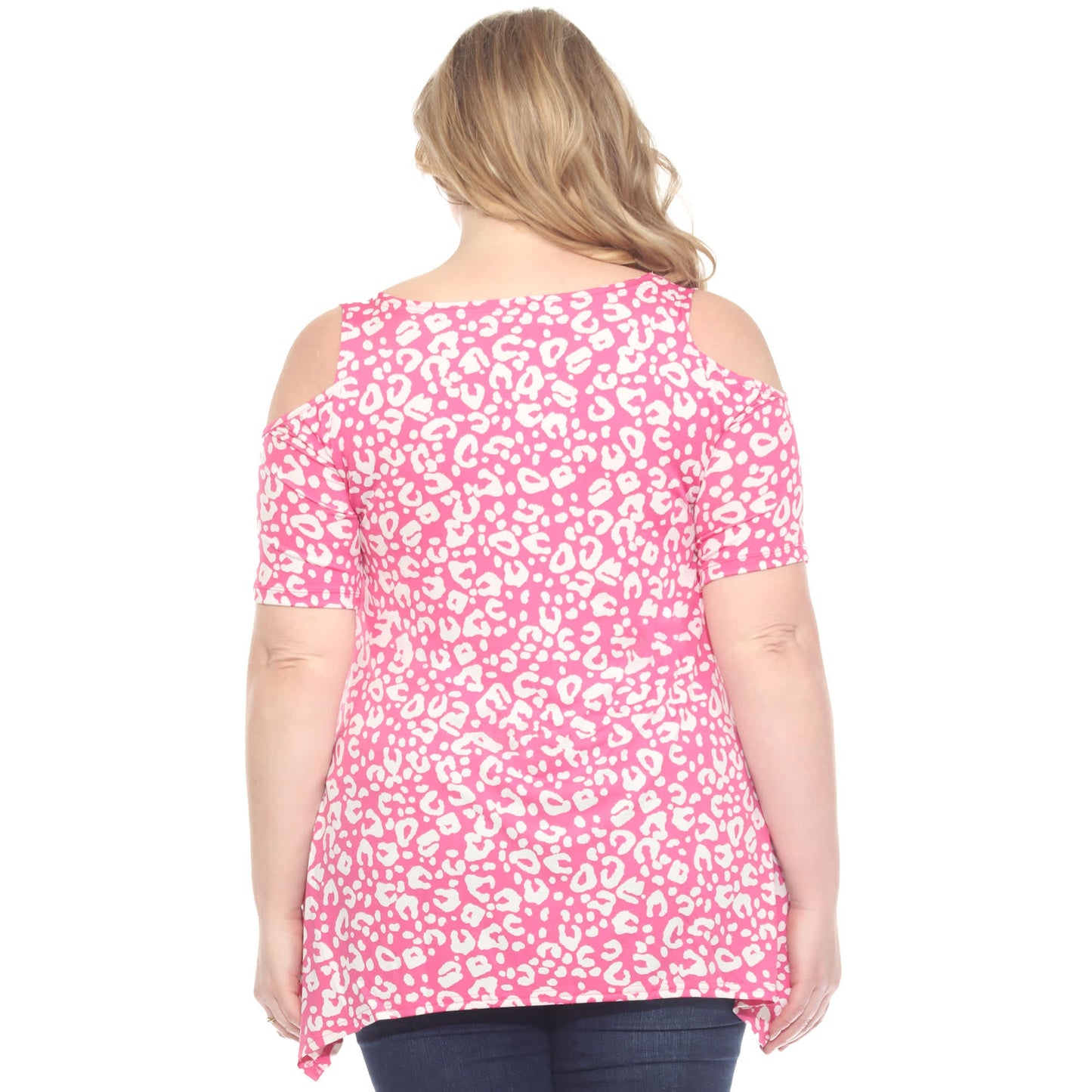 White Mark Women's Cold Shoulder Leopard Print Maternity Top
