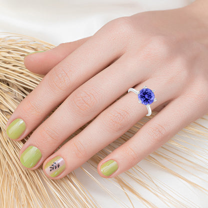 Sterling Silver 2.30CT Natural Tanzanite Solitaire Ring