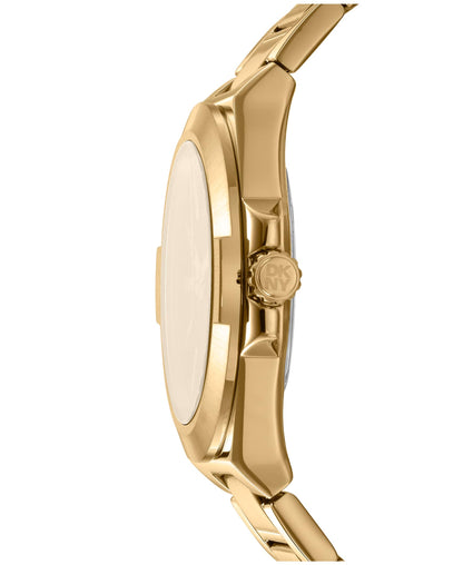 Dkny Men Watch, Gold Color Case, Black Dial, Gold Color Metal Bracelet, 3 Hands Date, 10 Atm