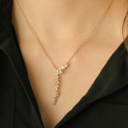Gold Ab Swarovski Crystal Necklace – Aurora Borealis Clustered Pendant With Swarovski Crystals