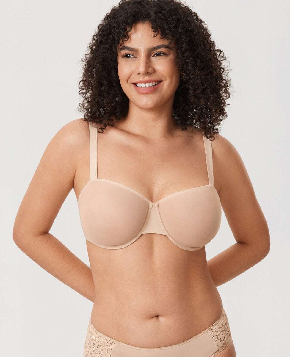 Cosnufy Sheer Mesh Balconette Bra