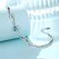 Aqua Cubic Zirconia & Silvertone Vine Bracelet