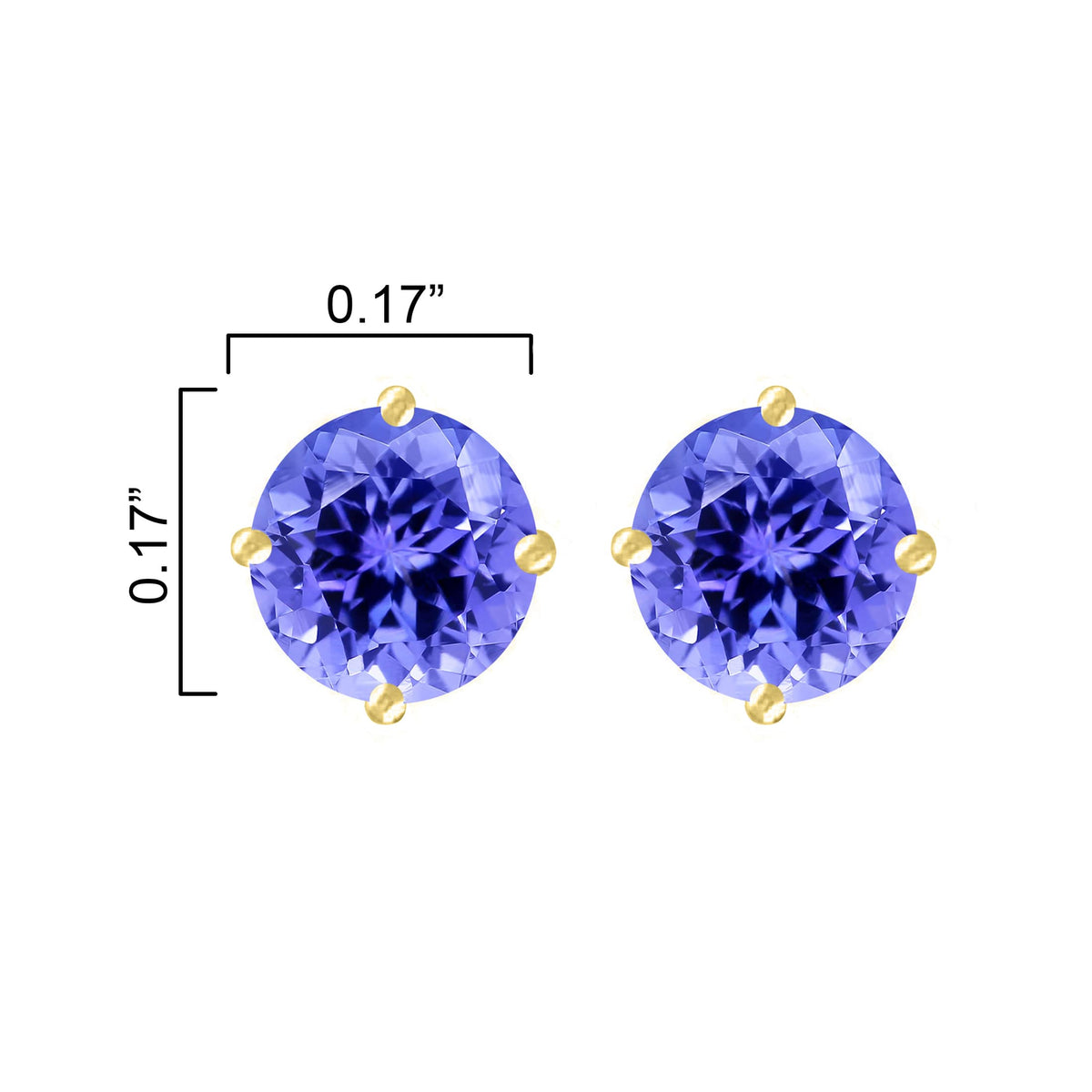 Gold Over Sterling Silver 0.50CT Natural Tanzanite Stud Earrings