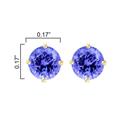 Gold Over Sterling Silver 0.50CT Natural Tanzanite Stud Earrings