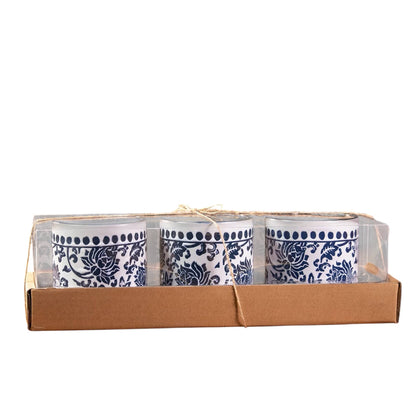 China Charm Set Of 4" Planters W/Tray