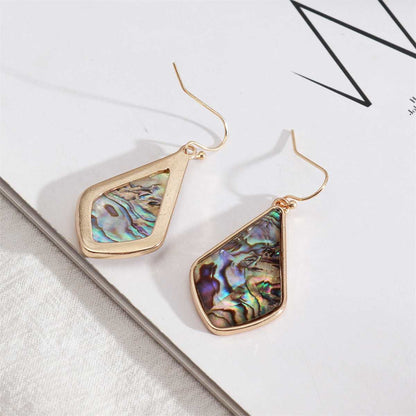 Abalone Shell & Goldtone Geometric Drop Earrings