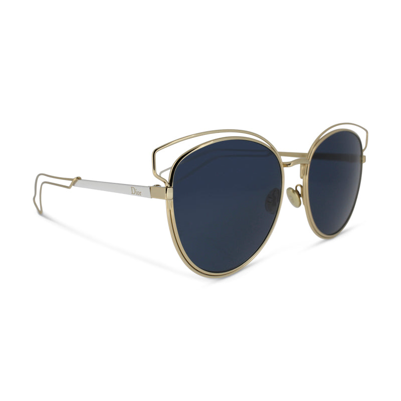Dior Sunglasses Ladies Sideral 2 Gold Frame & Blue Lens J9KU *EX DISPLAY*