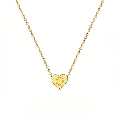 Dainty Initial Heart Necklace Personalized 26 Letters Available