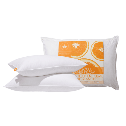 Canadian Down & Feather Company White Goose Feather Pillow, Medium Support 2 Pack