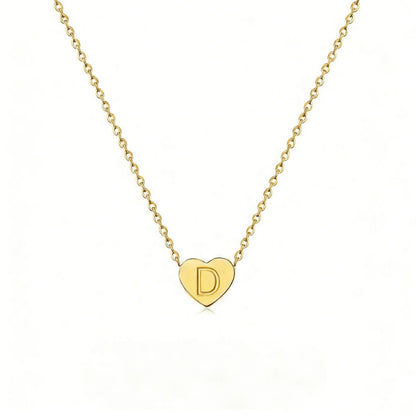 Dainty Initial Heart Necklace Personalized 26 Letters Available