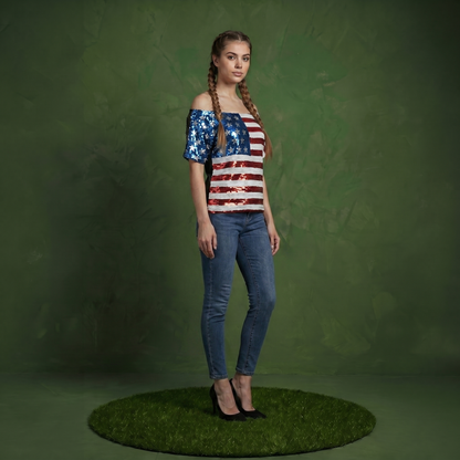 Patriotic American Sequin Camisole Top