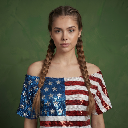 Patriotic American Sequin Camisole Top