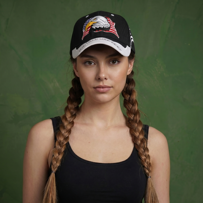 Anna-Kaci USA American Flag Patriotic Eagle Hawk Embossed 3D Adjustable Velcro Baseball Caps Hats