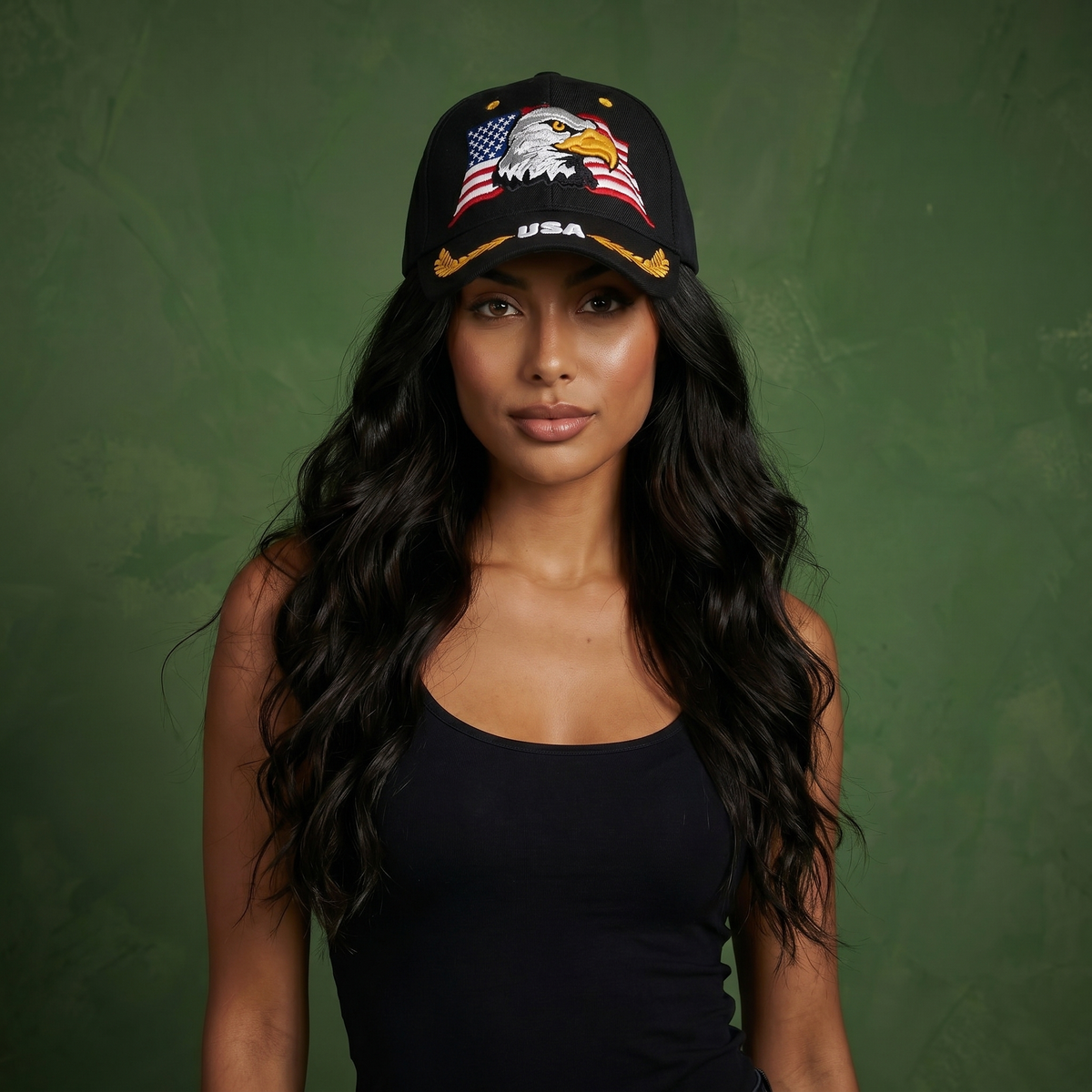 Anna-Kaci USA American Flag Patriotic Eagle Hawk Embossed 3D Adjustable Velcro Baseball Caps Hats