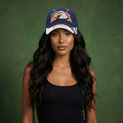 Anna-Kaci USA American Flag Patriotic Eagle Hawk Embossed 3D Adjustable Velcro Baseball Caps Hats