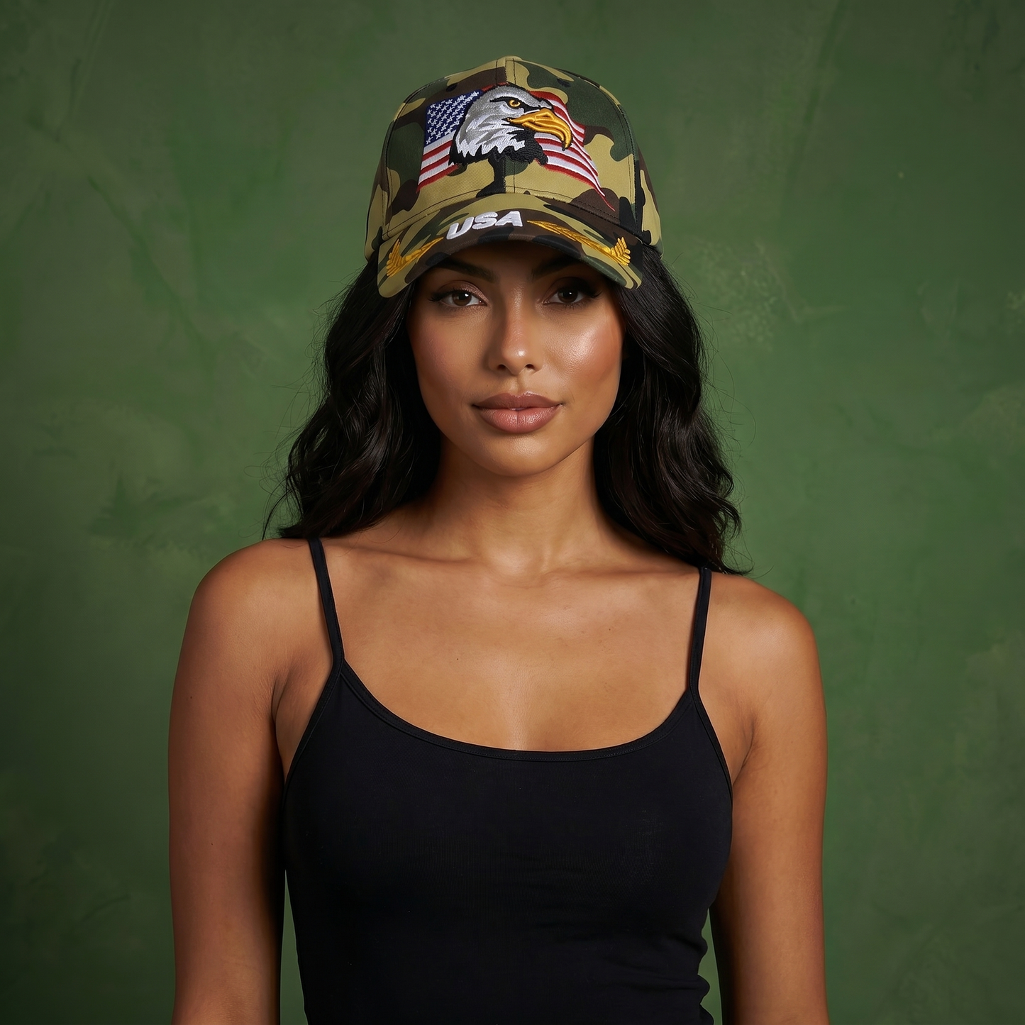 Anna-Kaci USA American Flag Patriotic Eagle Hawk Embossed 3D Adjustable Velcro Baseball Caps Hats