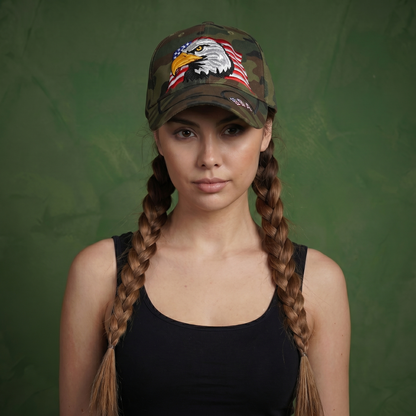Anna-Kaci USA American Flag Patriotic Eagle Hawk Embossed 3D Adjustable Velcro Baseball Caps Hats