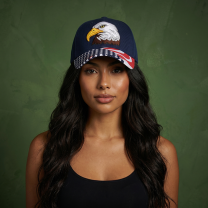 Anna-Kaci USA American Flag Patriotic Eagle Hawk Embossed 3D Adjustable Velcro Baseball Caps Hats