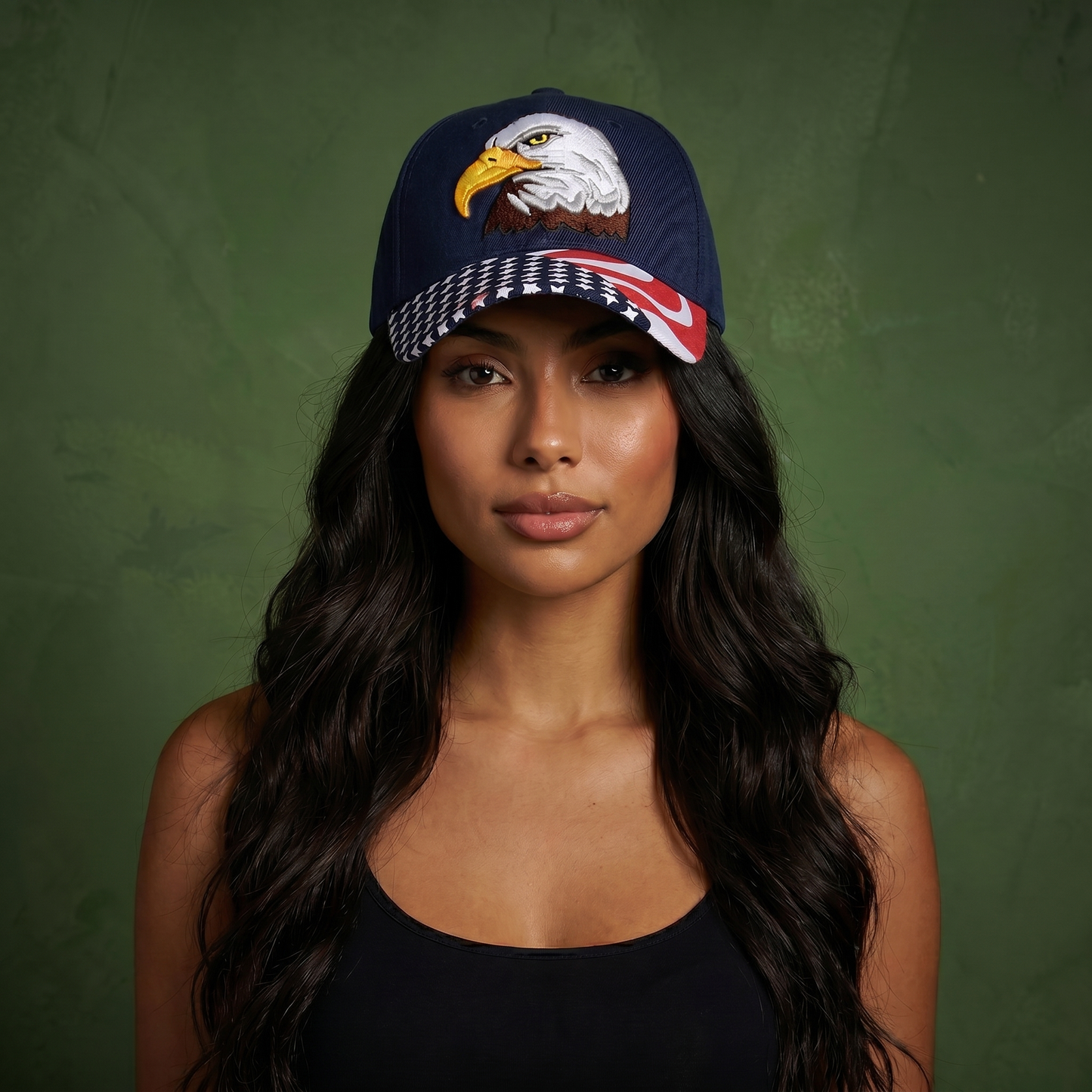 Anna-Kaci USA American Flag Patriotic Eagle Hawk Embossed 3D Adjustable Velcro Baseball Caps Hats