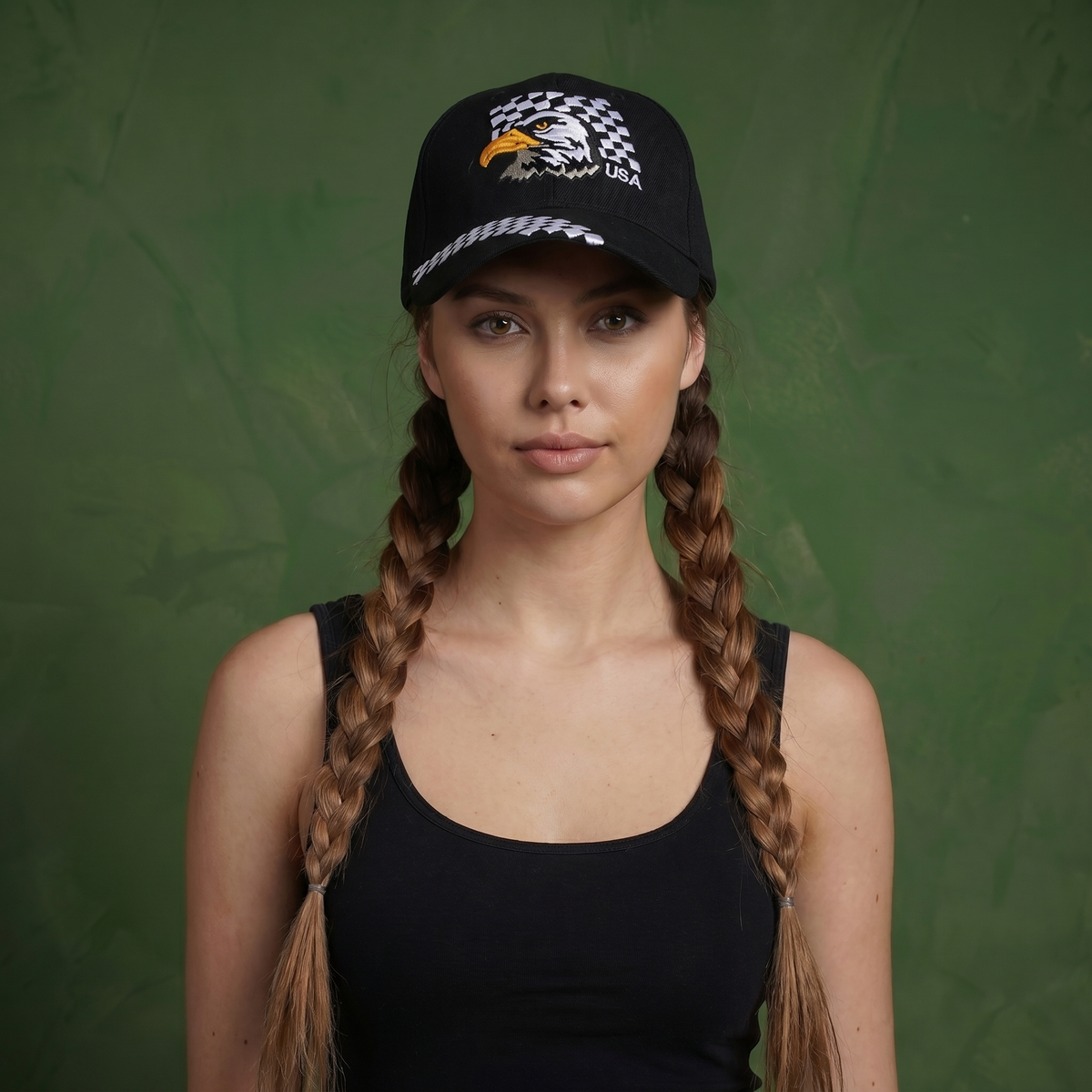 Anna-Kaci USA American Flag Patriotic Eagle Hawk Embossed 3D Adjustable Velcro Baseball Caps Hats