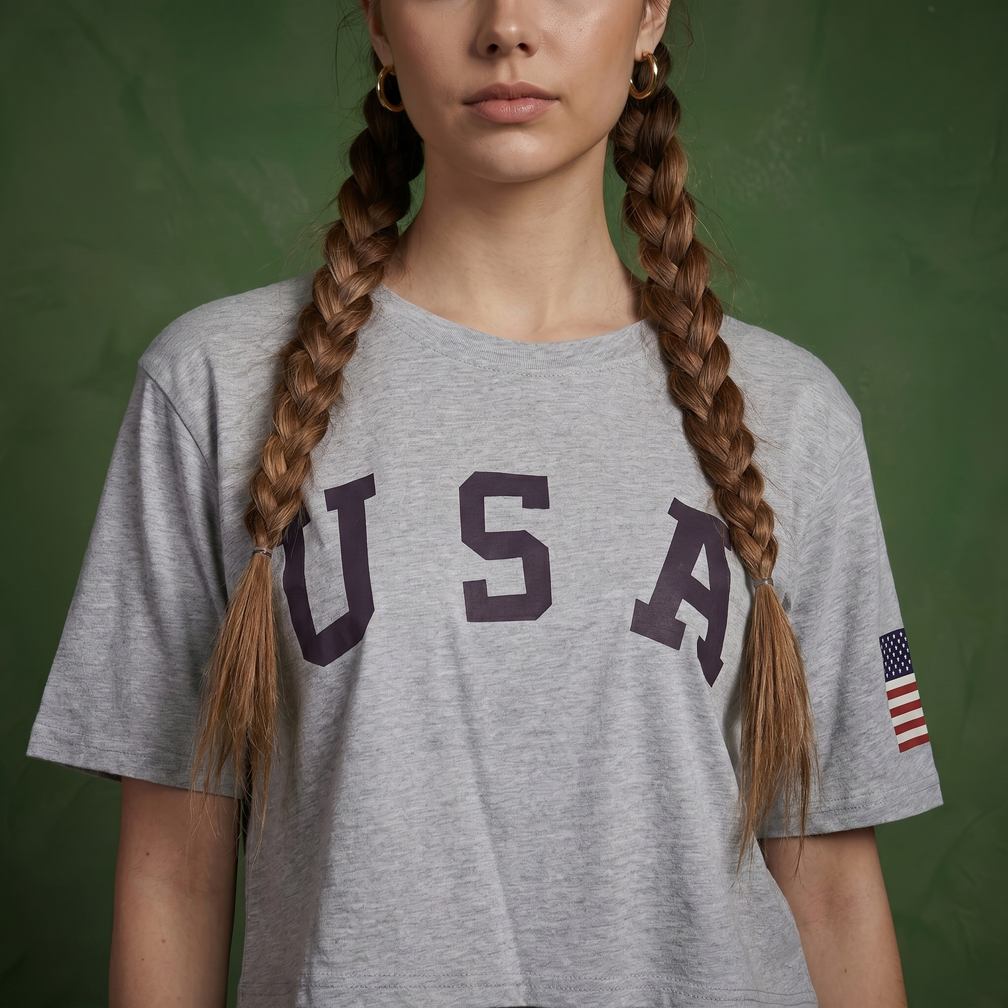 Anna-Kaci Women's Letter Print Crop Top Short Sleeve July 4th USA Flag T-Shirt