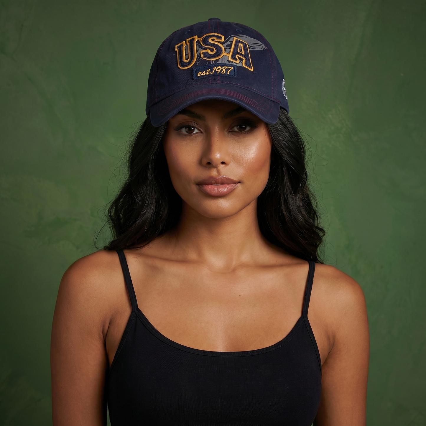 Anna-Kaci American USA Embroidered Washed Cotton Baseball Cap Polo Style