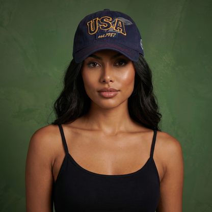 Anna-Kaci American USA Embroidered Washed Cotton Baseball Cap Polo Style