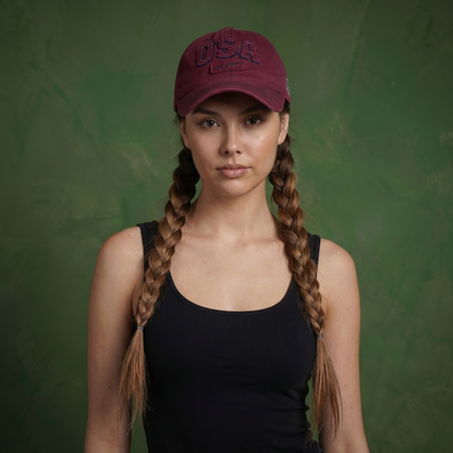 Anna-Kaci American USA Embroidered Washed Cotton Baseball Cap Polo Style