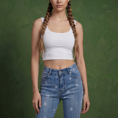 Floral Daisy Embroidered Mid Rise Bell Bottom Jeans