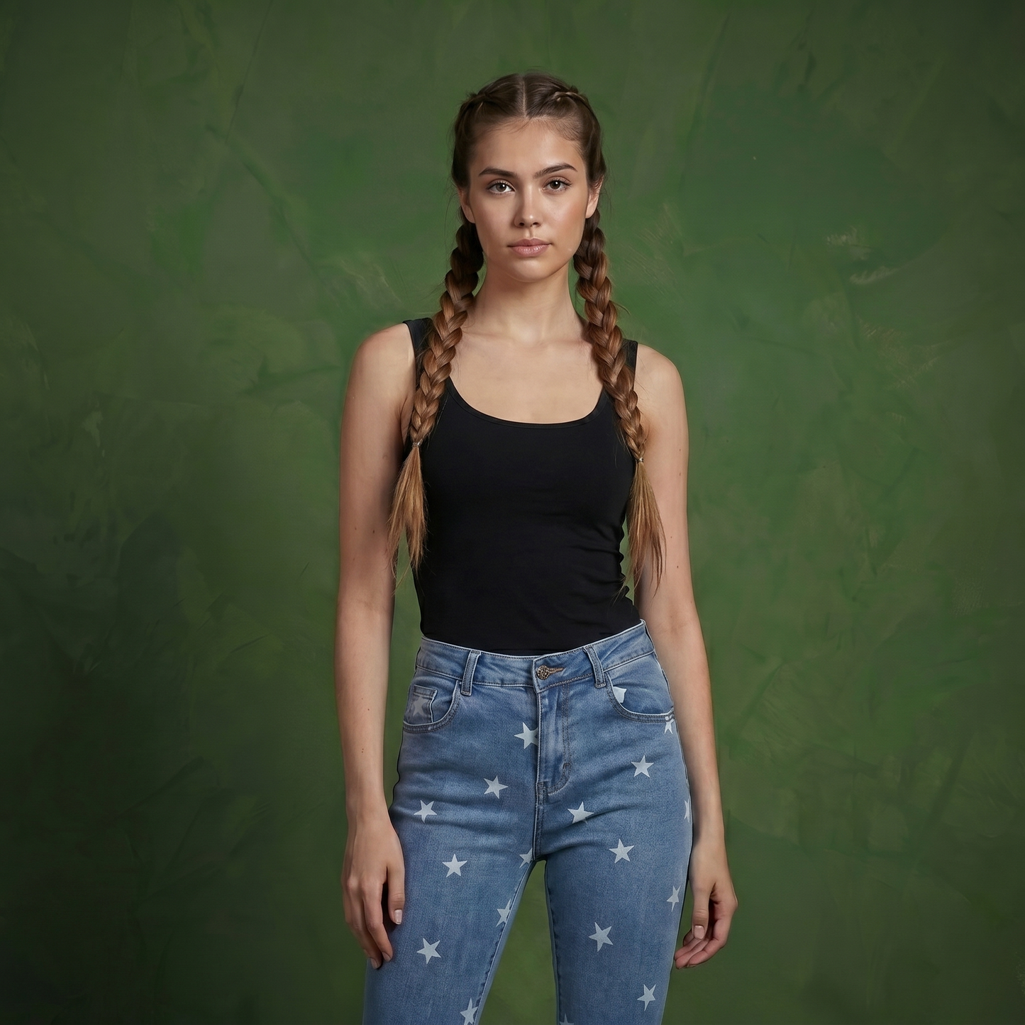 Floral Daisy Embroidered Mid Rise Bell Bottom Jeans