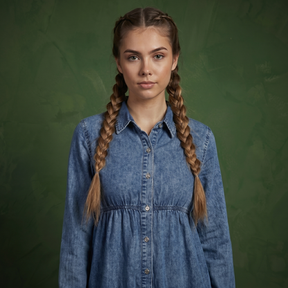 Button-Down Tiered Denim Shirt Dress