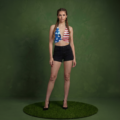 Anna-Kaci American Flag Sequin Shirt Women 4th of July Patriotic Shirt Stars Stripes Top Tees
