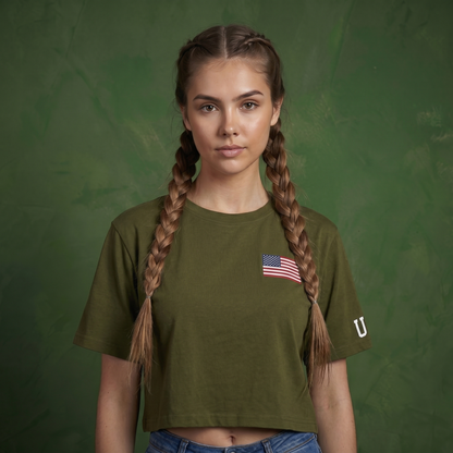 Anna-Kaci Women's American Flag Crop Top July 4th Summer USA Patriotic T-Shirt