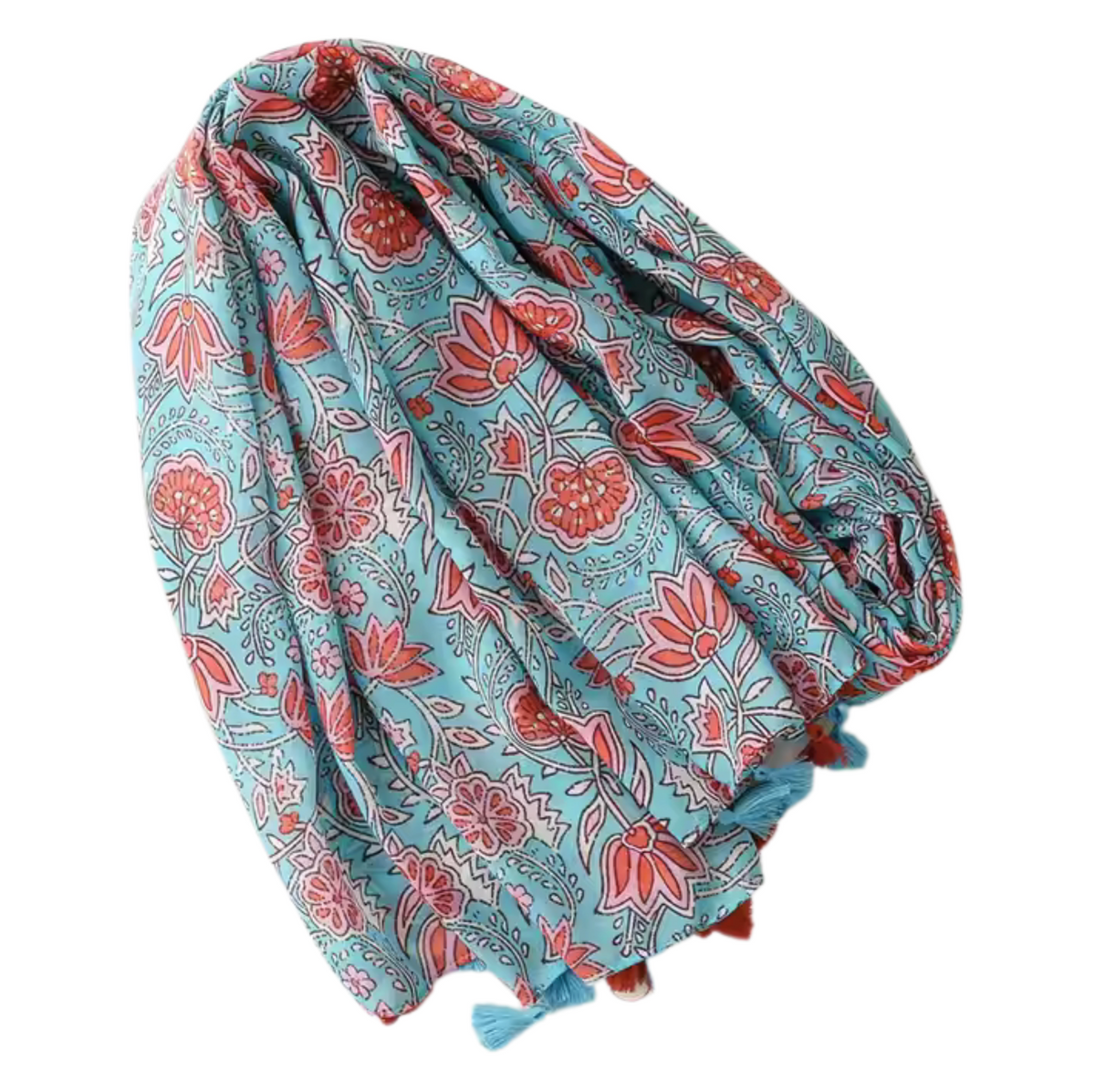 Blue and Red Flower Scarf
