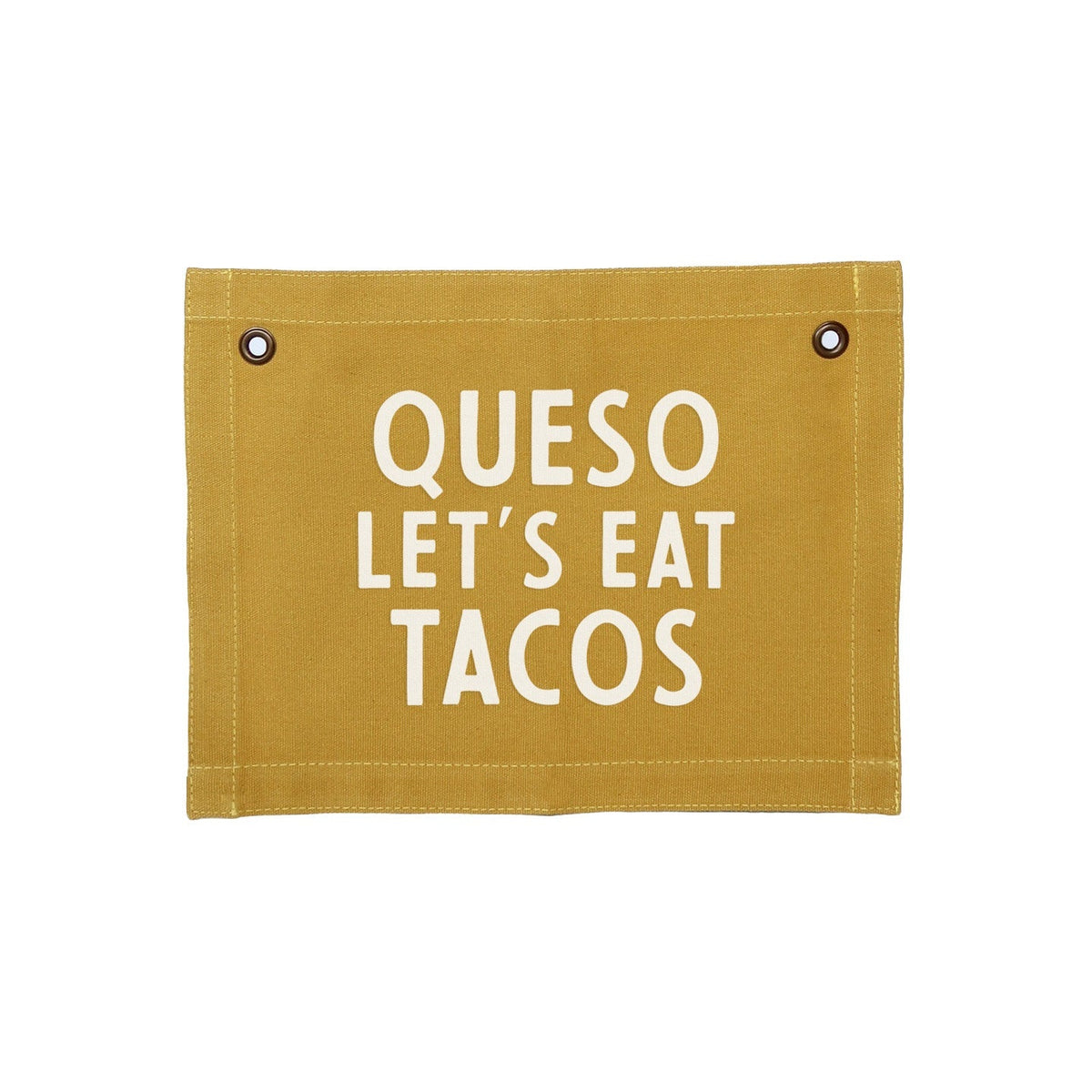 Frankie Jean Queso Let's Eat Tacos Small Canvas Flag