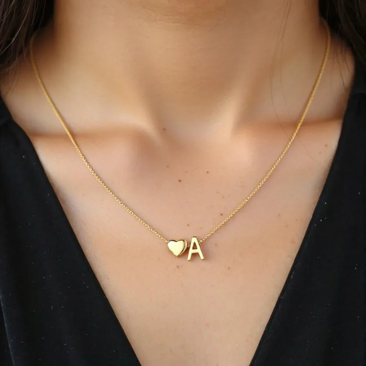 Dainty A-Z Initial Heart Necklace